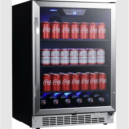 Edgestar 24 Inch Wide 142 Can BuiltIn Beverage Cooler with Tinted Door and LED Lighting CBR1502SG